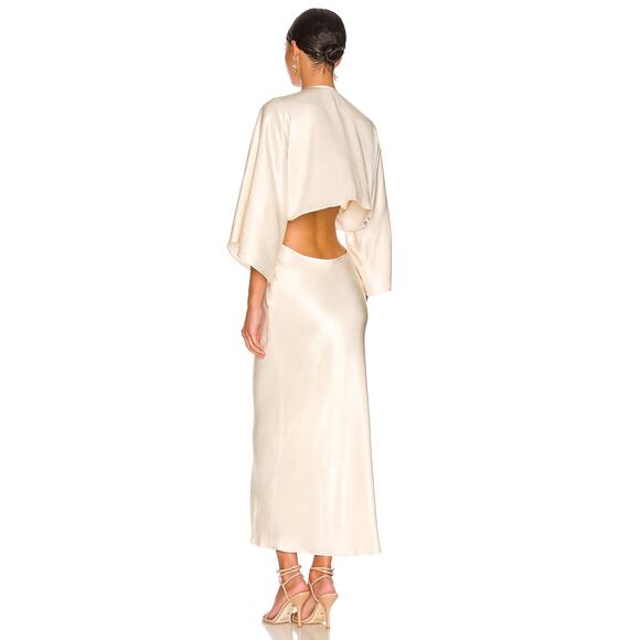 Shona Joy La Lune Tie Front Bias Midi Dress Cream - Picture 7 of 14